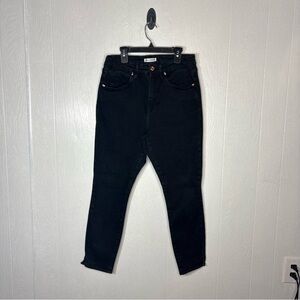 Good American Good Waist Side Slit Crop Jeans In Black001 size 12/31